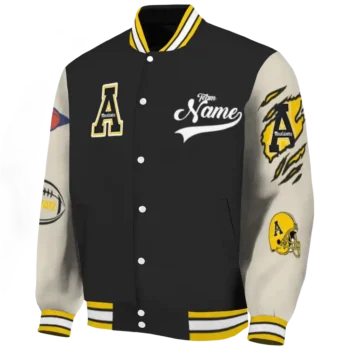 custom appalachian state mountaineers wildcat pawprint black nude varsity jacket best selling.webp