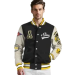 custom appalachian state mountaineers wildcat pawprint black nude varsity jacket best selling.webp