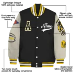 custom appalachian state mountaineers wildcat pawprint black nude varsity jacket best selling.webp