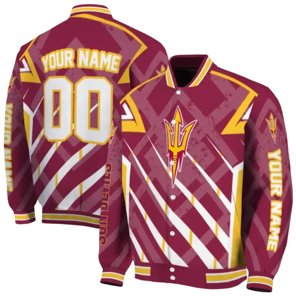 custom arizona state sun devils chevron angles maroon varsity jacket fashion forward.webp