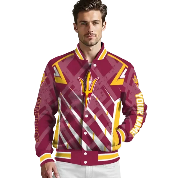 custom arizona state sun devils chevron angles maroon varsity jacket high quality.webp