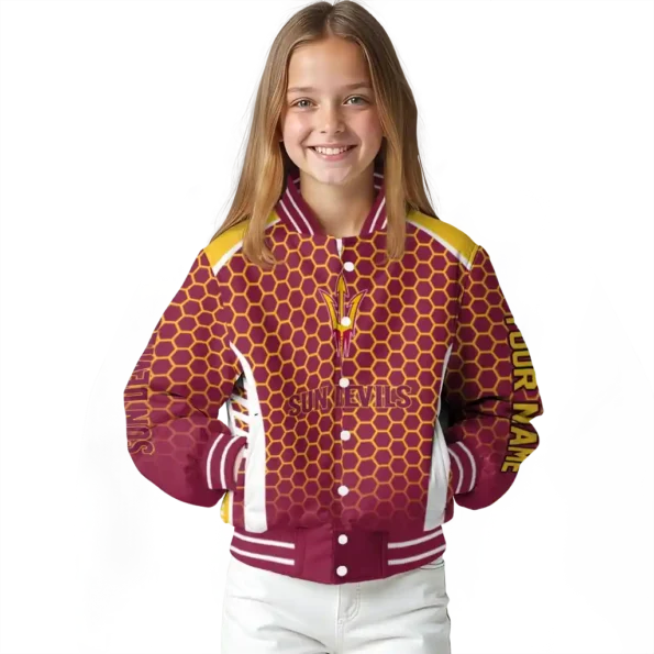 custom arizona state sun devils hexagon grid maroon varsity jacket top rated.webp