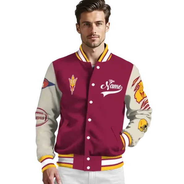 custom arizona state sun devils wildcat pawprint maroon nude varsity jacket high quality.webp