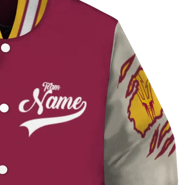 custom arizona state sun devils wildcat pawprint maroon nude varsity jacket premium grade.webp