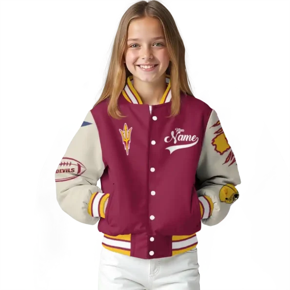 custom arizona state sun devils wildcat pawprint maroon nude varsity jacket top rated.webp
