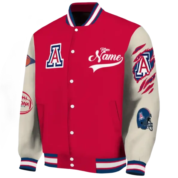 custom arizona wildcats wildcat pawprint red nude varsity jacket best selling.webp
