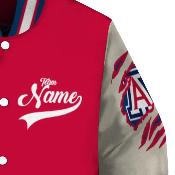 custom arizona wildcats wildcat pawprint red nude varsity jacket premium grade.webp