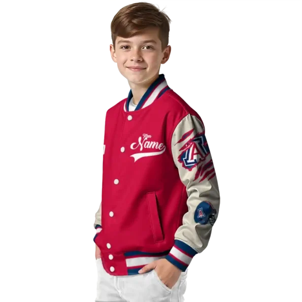 custom arizona wildcats wildcat pawprint red nude varsity jacket trendy.webp
