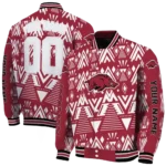 custom arkansas razorbacks pyramid shapes red varsity jacket best selling.webp