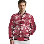custom arkansas razorbacks pyramid shapes red varsity jacket best selling.webp