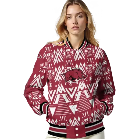 custom arkansas razorbacks pyramid shapes red varsity jacket latest model.webp
