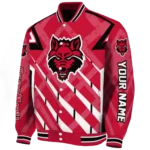 custom arkansas state red wolves chevron angles scarlet varsity jacket best selling.webp