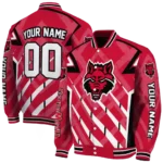 custom arkansas state red wolves chevron angles scarlet varsity jacket best selling.webp