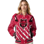 custom arkansas state red wolves chevron angles scarlet varsity jacket best selling.webp