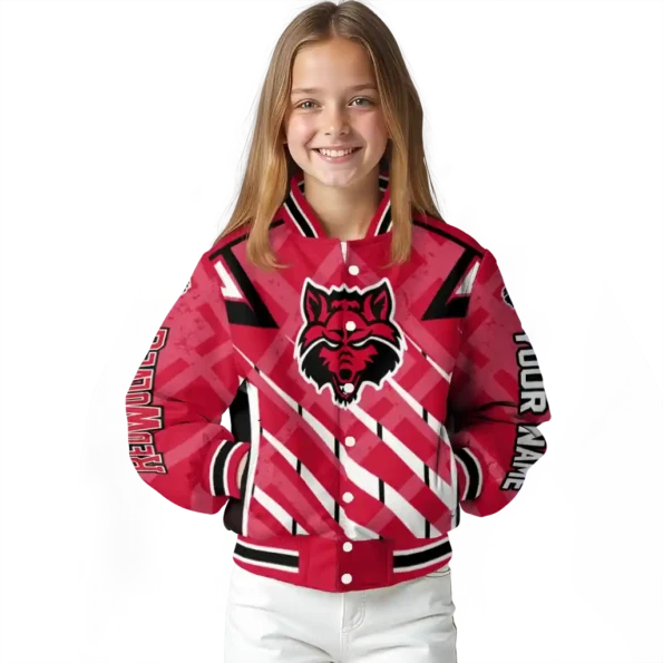 custom arkansas state red wolves chevron angles scarlet varsity jacket top rated.webp