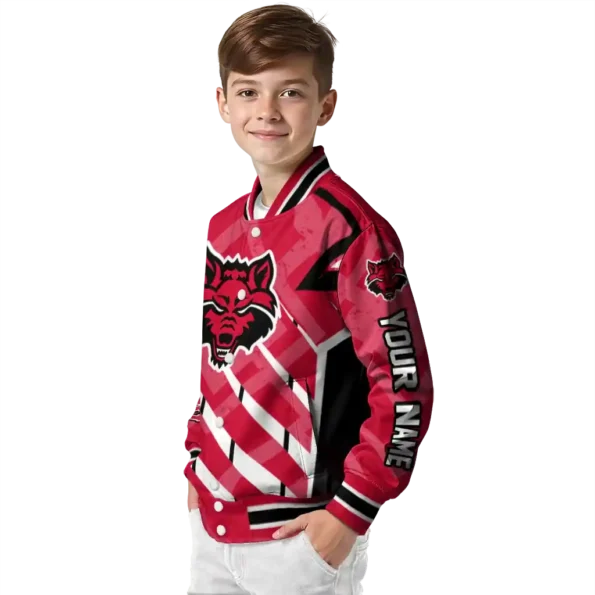 custom arkansas state red wolves chevron angles scarlet varsity jacket trendy.webp
