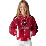 custom arkansas state red wolves hexagon grid scarlet varsity jacket best selling.webp