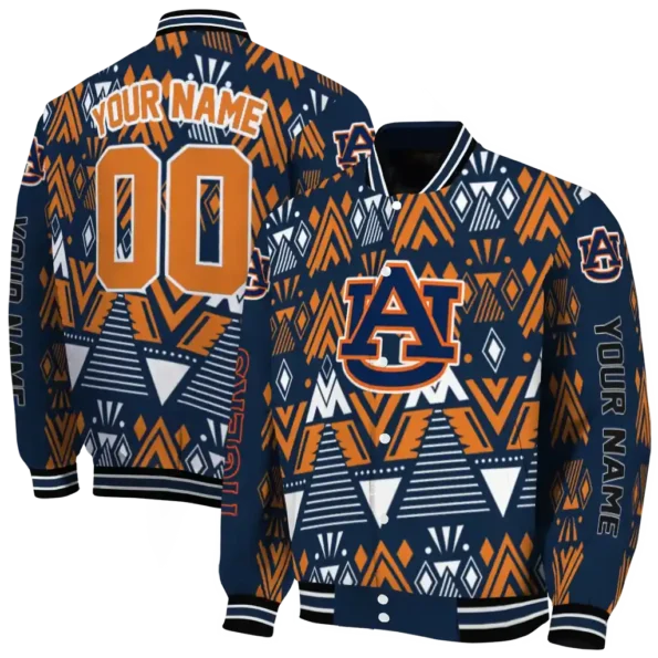 custom auburn tigers pyramid shapes navy blue varsity jacket fashion forward.webp