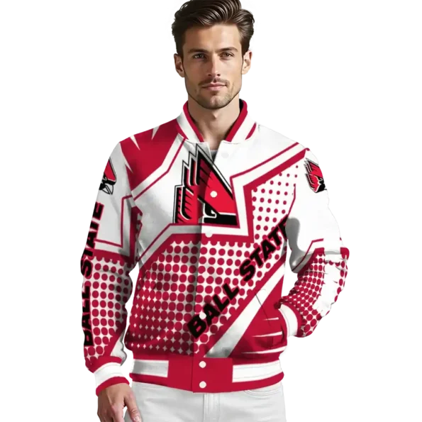 custom ball state cardinals star burst red varsity jacket high quality.webp