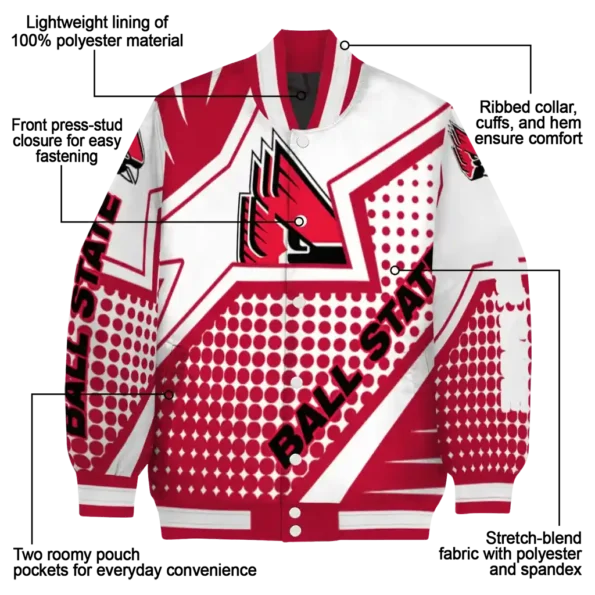 custom ball state cardinals star burst red varsity jacket new arrival.webp
