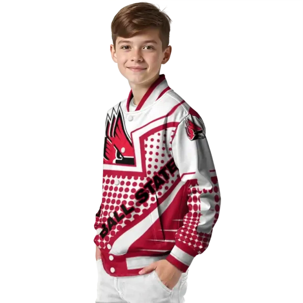 custom ball state cardinals star burst red varsity jacket trendy.webp