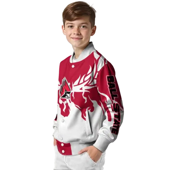 custom ball state cardinals winged blaze red white varsity jacket trendy.webp