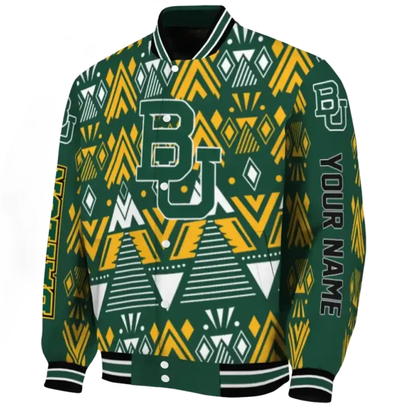 custom baylor bears pyramid shapes green varsity jacket best selling.webp