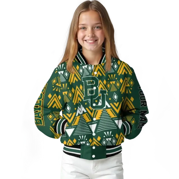 custom baylor bears pyramid shapes green varsity jacket top rated.webp