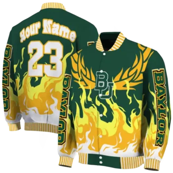 custom baylor bears winged blaze green white varsity jacket fashion forward.webp