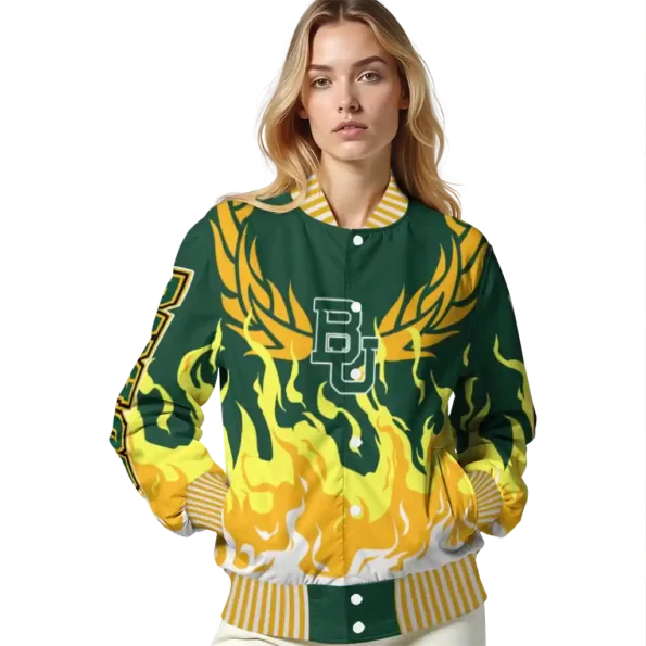 custom baylor bears winged blaze green white varsity jacket latest model.webp