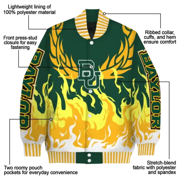 custom baylor bears winged blaze green white varsity jacket new arrival.webp