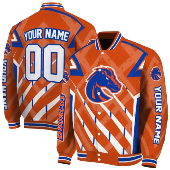 custom boise state broncos chevron angles orange varsity jacket fashion forward.webp