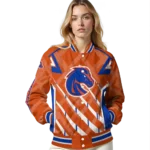 custom boise state broncos chevron angles orange varsity jacket best selling.webp