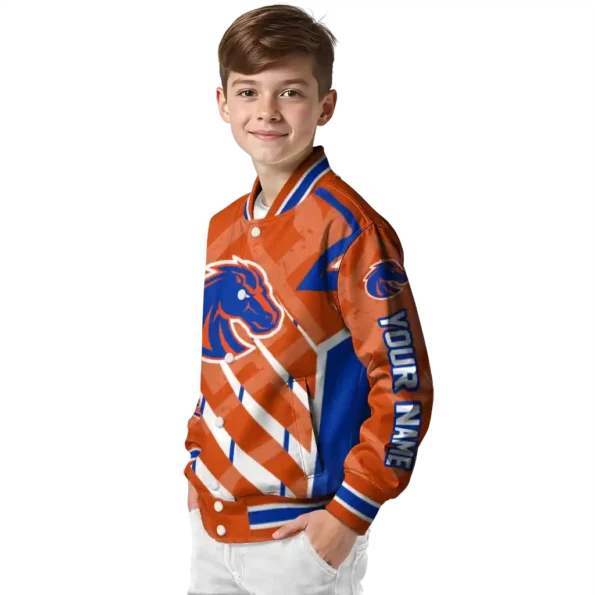 custom boise state broncos chevron angles orange varsity jacket trendy.webp