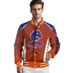custom boise state broncos hexagon grid orange varsity jacket best selling.webp