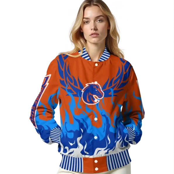 custom boise state broncos winged blaze orange white varsity jacket latest model.webp