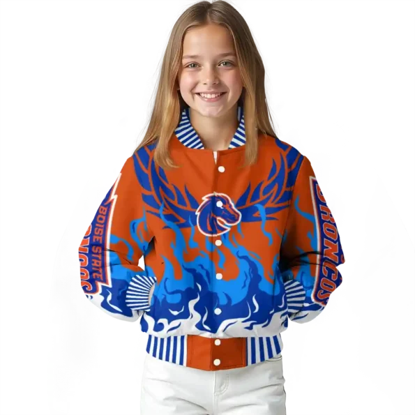 custom boise state broncos winged blaze orange white varsity jacket top rated.webp