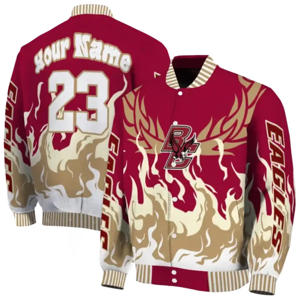 custom boston college eagles winged blaze maroon white varsity jacket fashion forward.webp