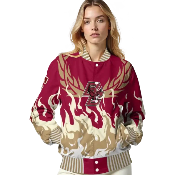 custom boston college eagles winged blaze maroon white varsity jacket latest model.webp