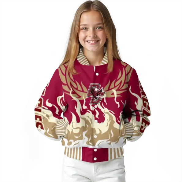 custom boston college eagles winged blaze maroon white varsity jacket top rated.webp