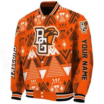 custom bowling green falcons pyramid shapes orange varsity jacket best selling.webp