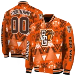 custom bowling green falcons pyramid shapes orange varsity jacket best selling.webp