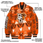 custom bowling green falcons pyramid shapes orange varsity jacket best selling.webp
