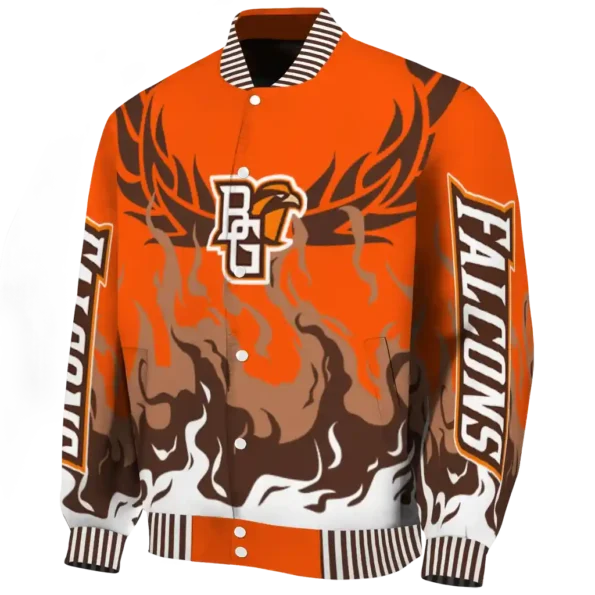 custom bowling green falcons winged blaze orange white varsity jacket best selling.webp