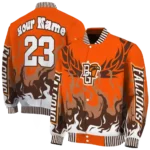 custom bowling green falcons winged blaze orange white varsity jacket best selling.webp