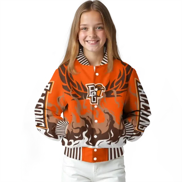 custom bowling green falcons winged blaze orange white varsity jacket top rated.webp
