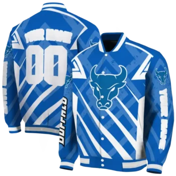 custom buffalo bulls chevron angles royal blue varsity jacket fashion forward.webp