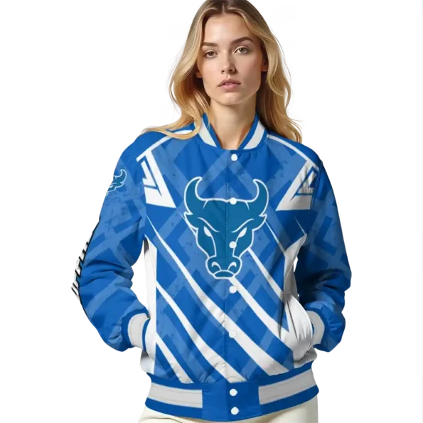 custom buffalo bulls chevron angles royal blue varsity jacket latest model.webp