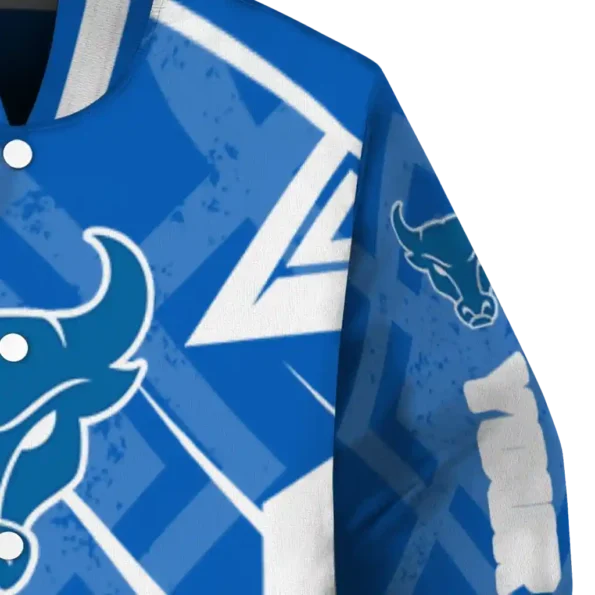 custom buffalo bulls chevron angles royal blue varsity jacket premium grade.webp