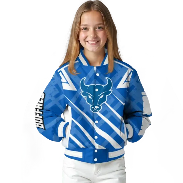 custom buffalo bulls chevron angles royal blue varsity jacket top rated.webp